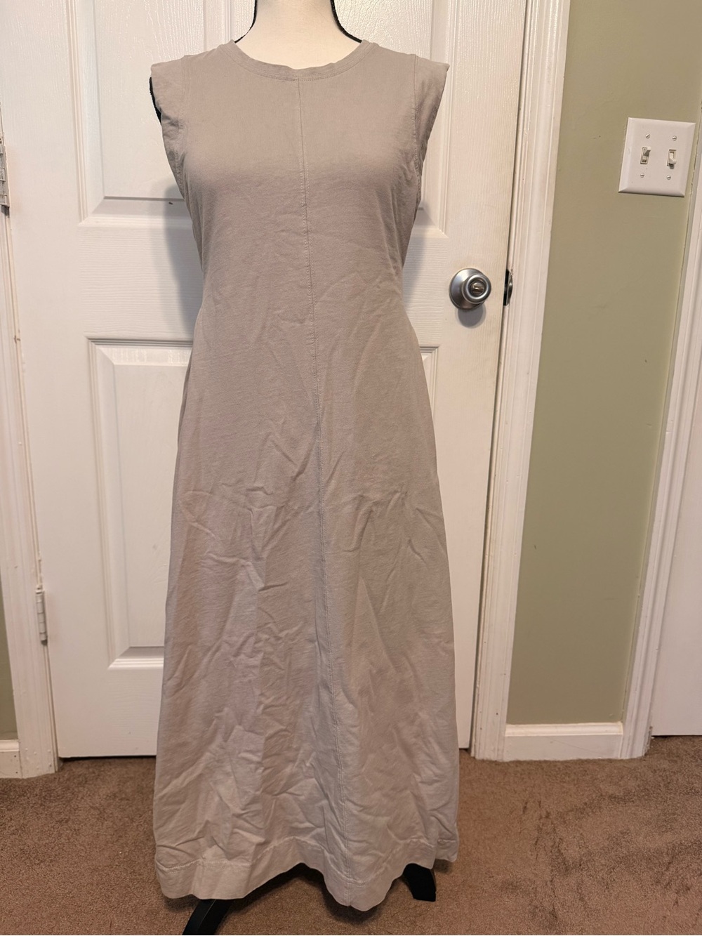FP Beach Sleeveless A-Line Maxi Dress in Light Taupe 100% Cotton